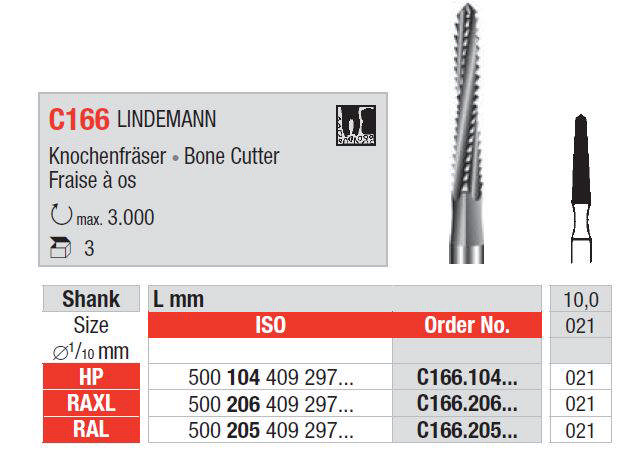 Edenta Lindemann knoglefræser HM C166 RAXL 021