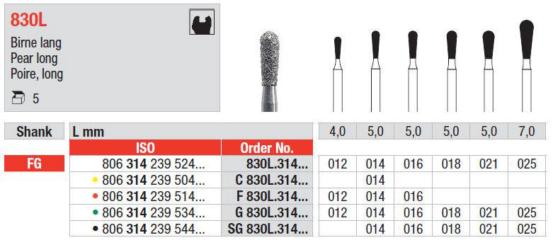 Diamantbor pære lang 830L FG 014