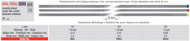 Edenat diamantstrips 2,5mm ensidig blå DS2