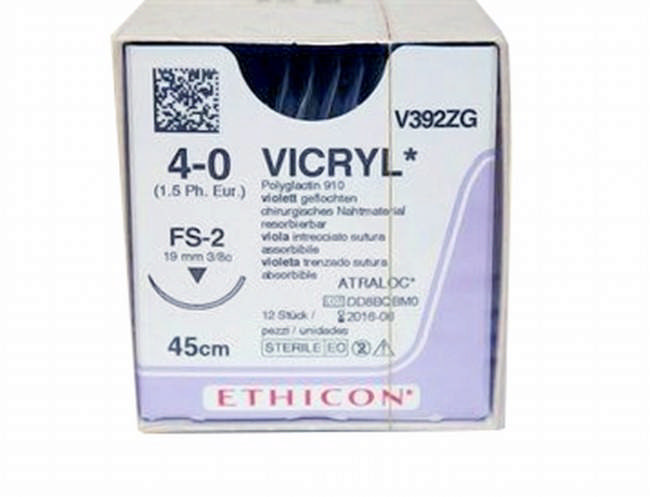 Ethicon vicryl sutur V392ZG  FS-2/4-0 lilla