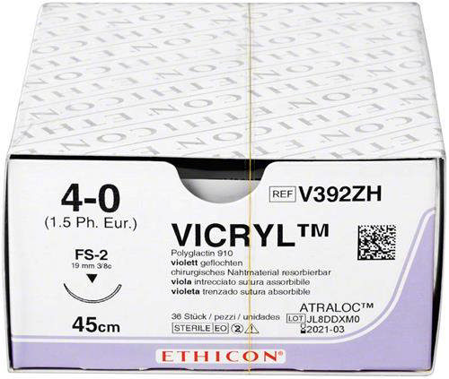 Ethicon vicryl sutur V292ZH FS-2/4-0 natur 