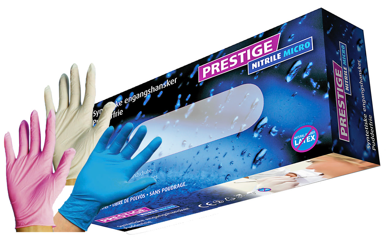 Prestige Nitrile Micro handsker blå Str. L