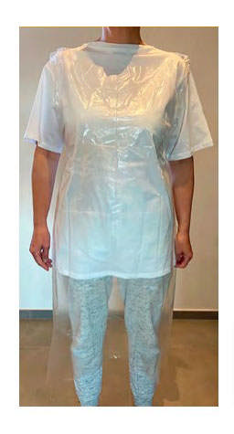 Plastforklæde engangs u/ærmer transparent i boks 