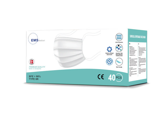 Dansk mundbind Premium m/bindebånd IIR hvide