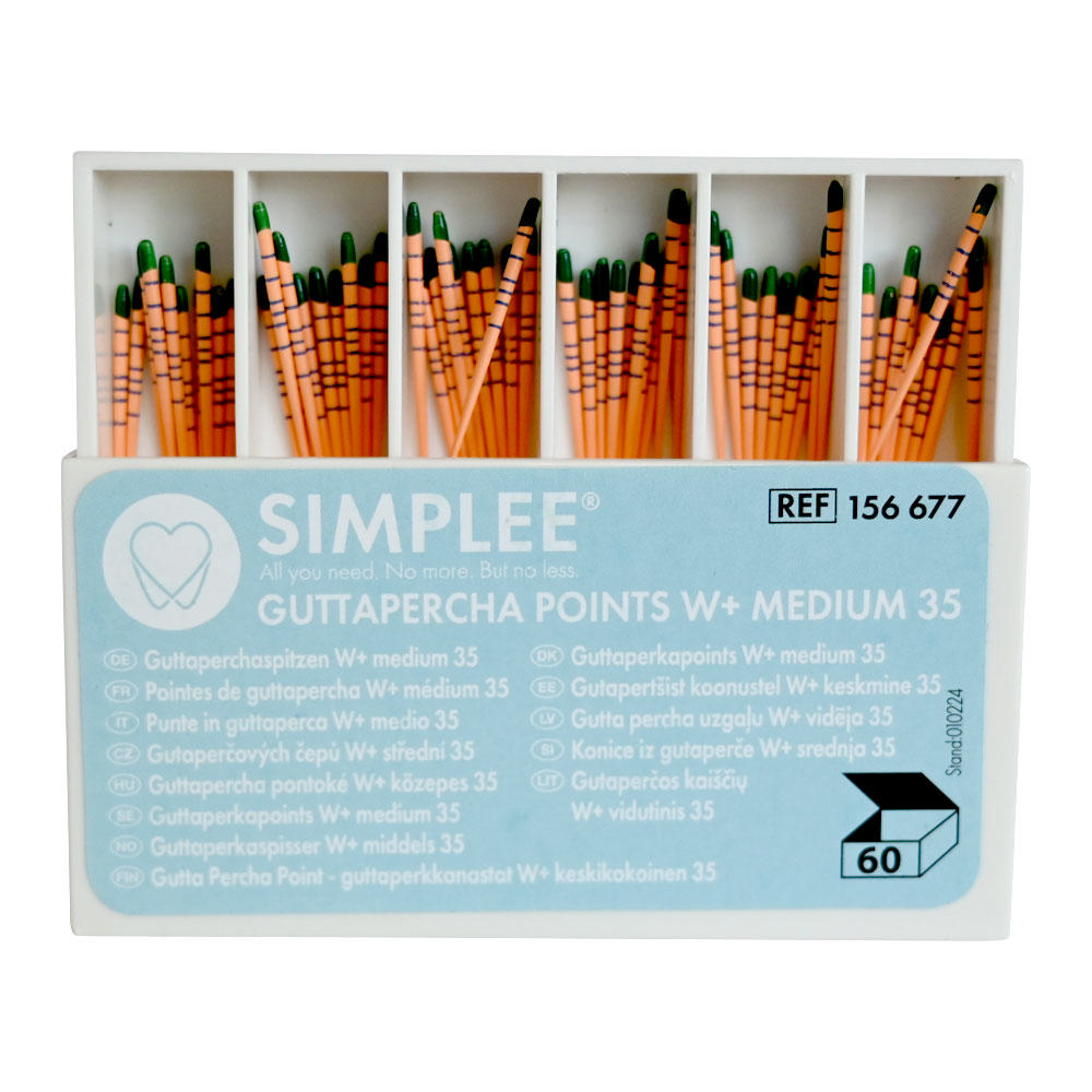 Simplee W+ Gold Guttaperka points Medium grøn