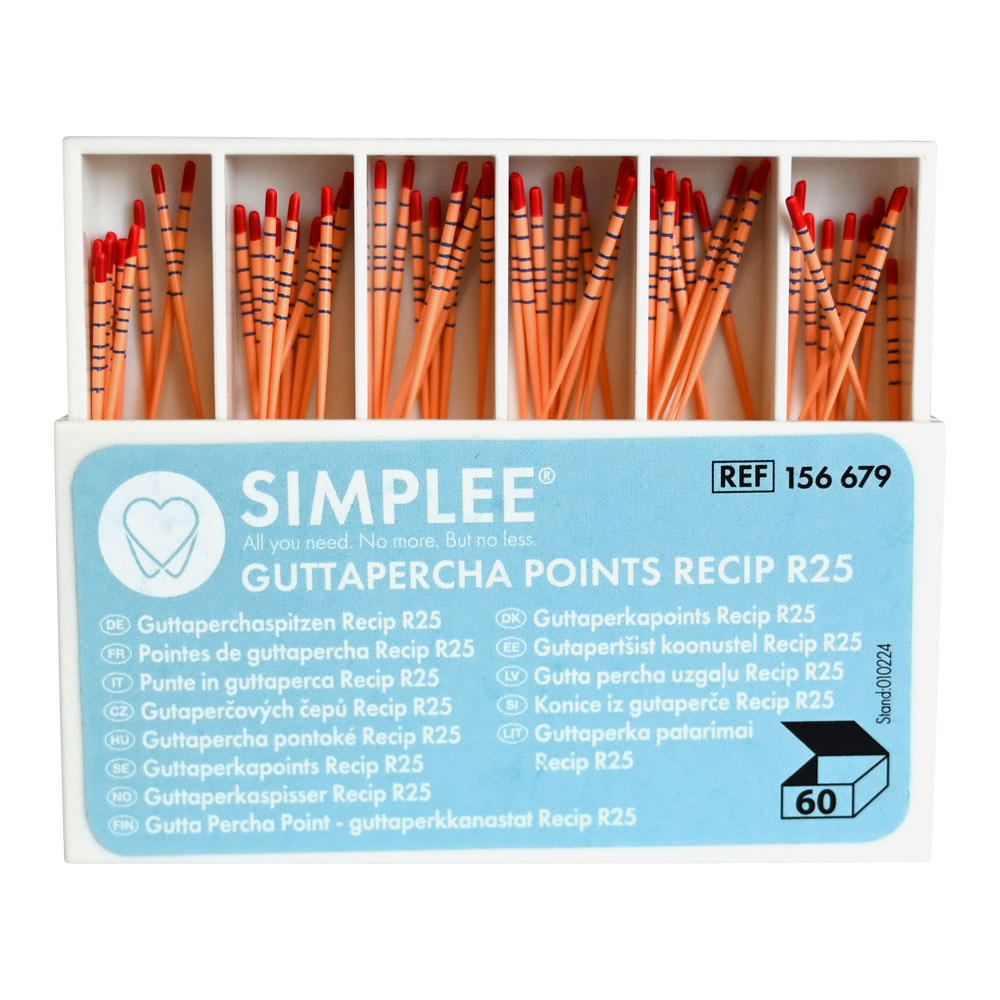 Simplee Recipfile Guttaperka points R25 28mm rød
