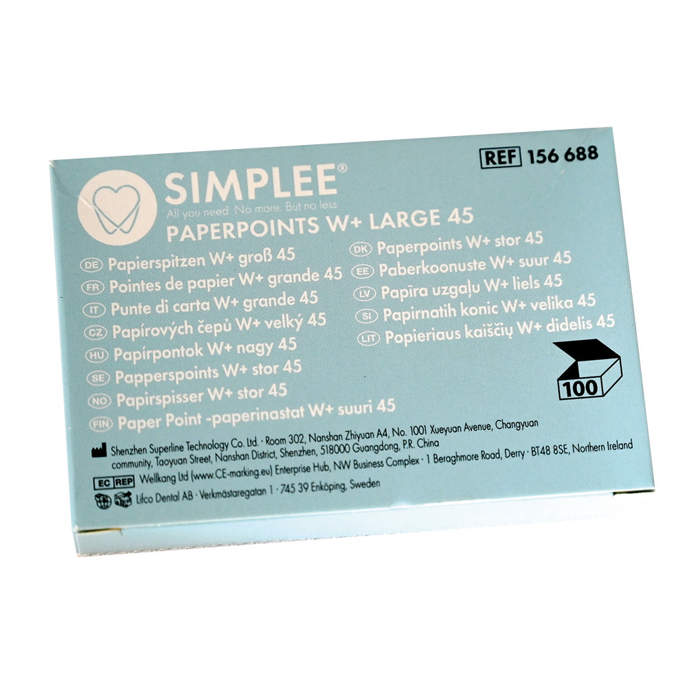 Simplee W+ Gold paperpoints Large 45 hvid