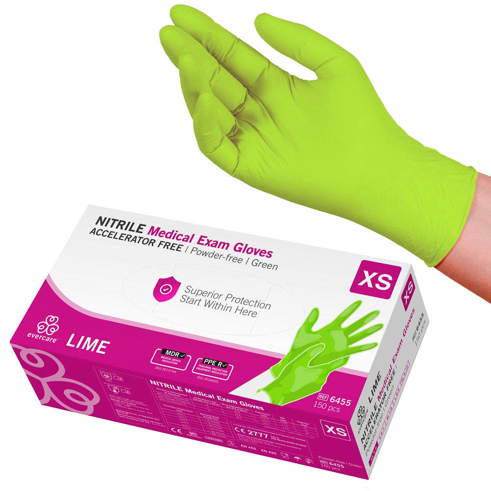 Evercare nitril acceleratorfri lime str. XS 150stk