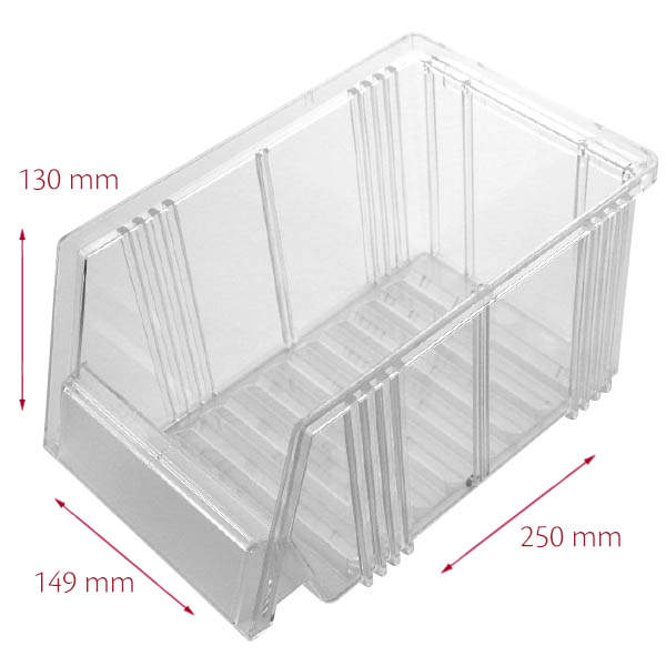 Hurtigkøb kasse 3Å 149 x 250 x 130 mm, klar, åben front