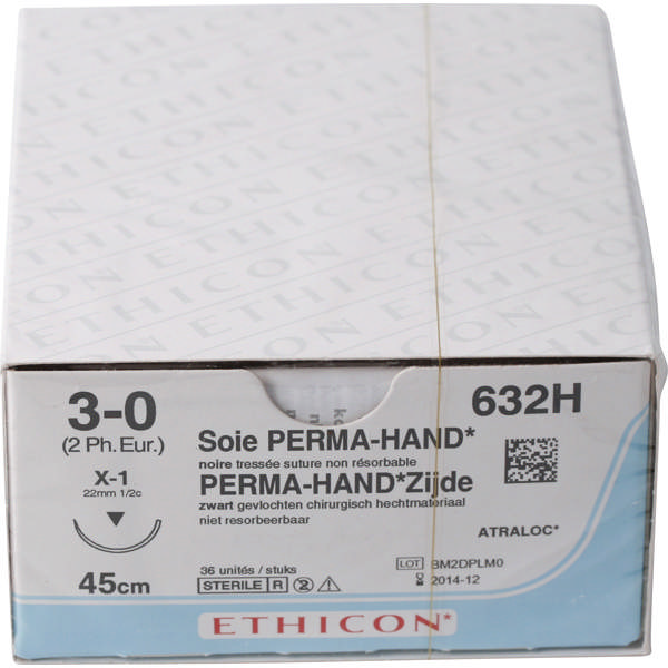 Ethicon silke sutur 632H X1/3-0  sort